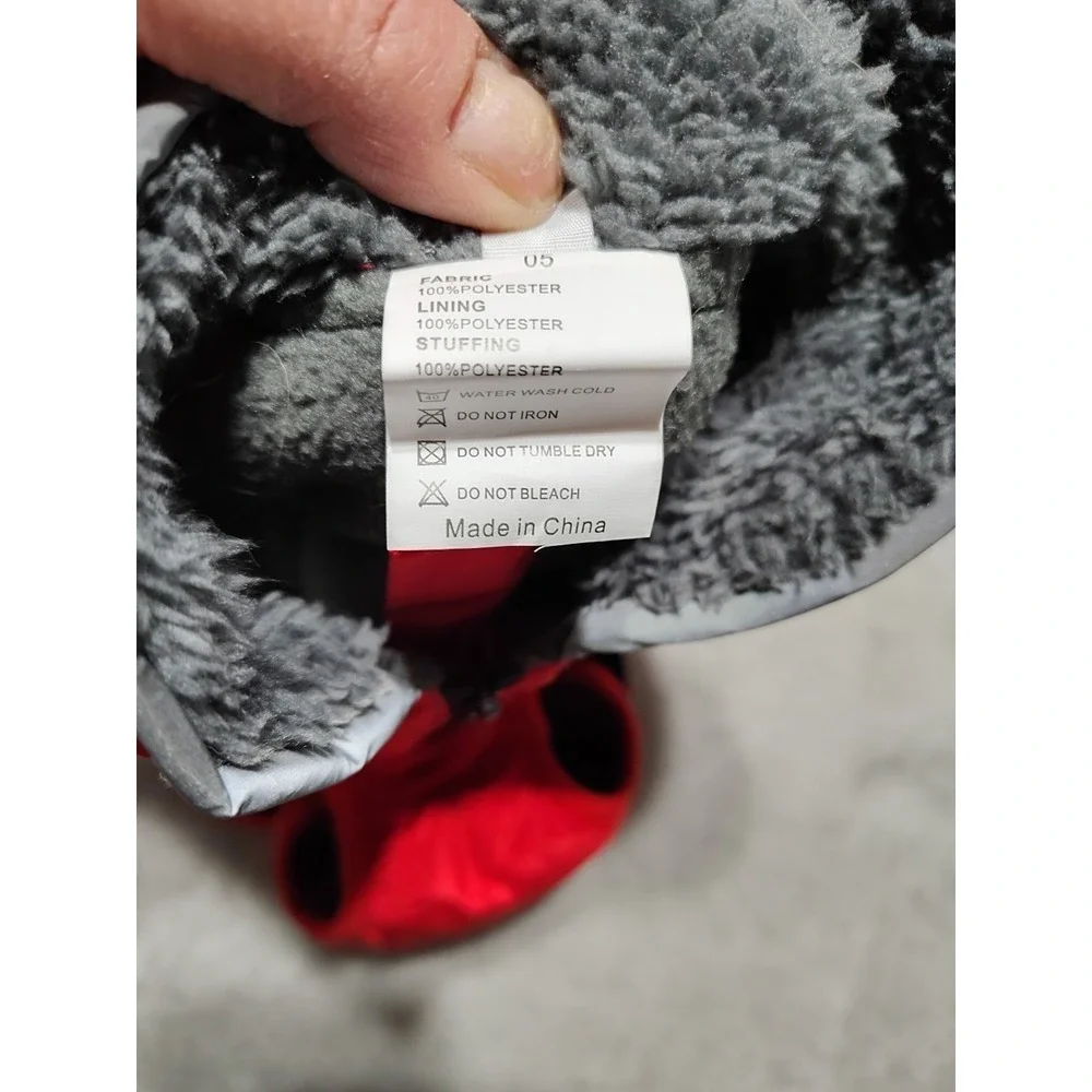 QBLEEV Dog Coat Small Red Reflective Fur Lined Warm Adjustable Outdoor Walks